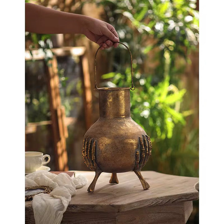 Antique Gold Vase with Sculpted Hands