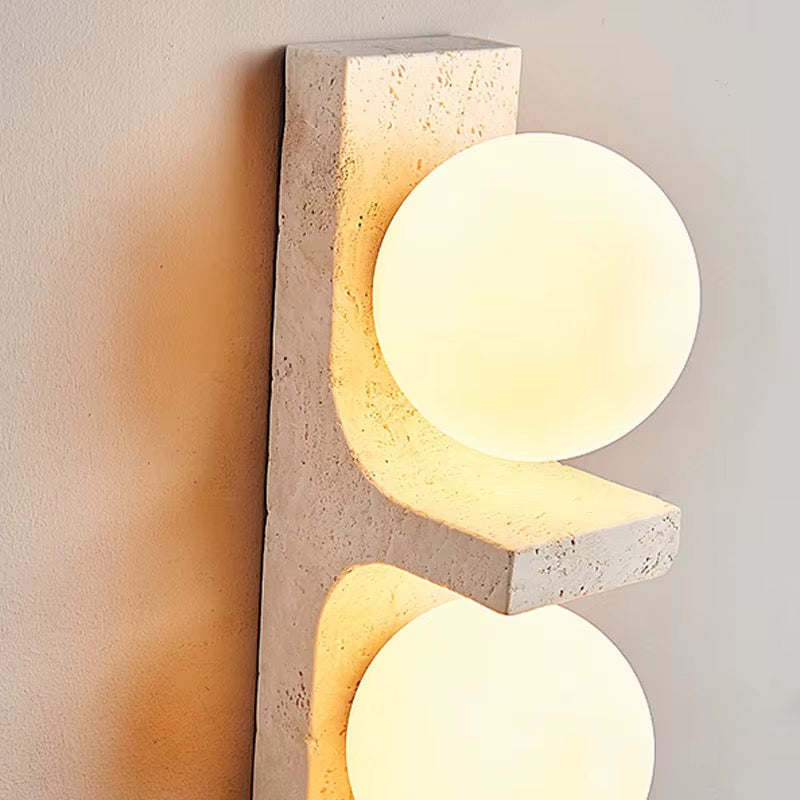Modern Beige Stone 2-Light Globe Wall Sconce