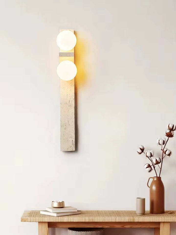 Modern Beige Stone 2-Light Globe Wall Sconce