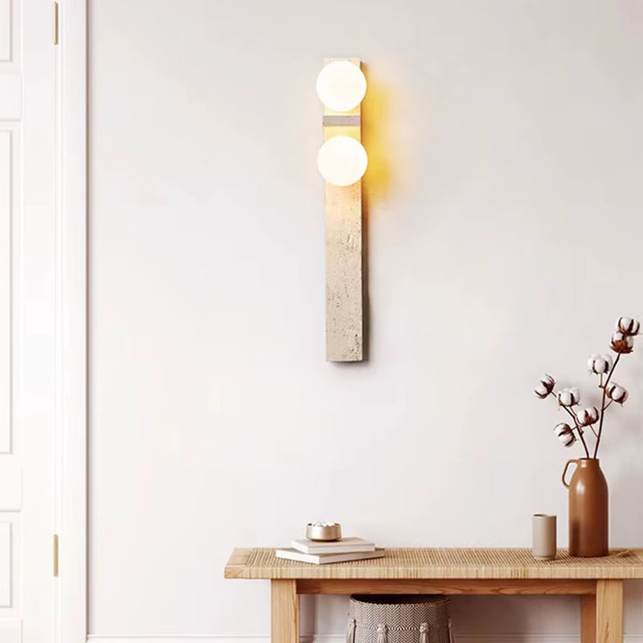 Modern Beige Stone 2-Light Globe Wall Sconce