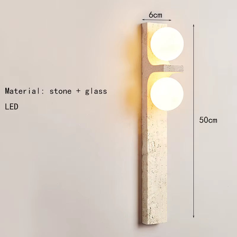 Modern Beige Stone 2-Light Globe Wall Sconce
