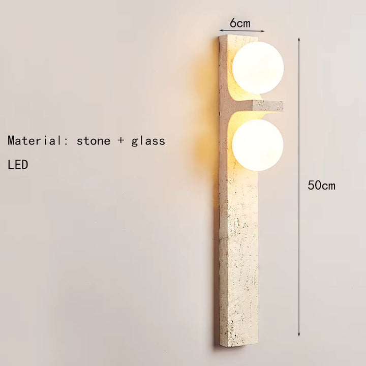 Modern Beige Stone 2-Light Globe Wall Sconce