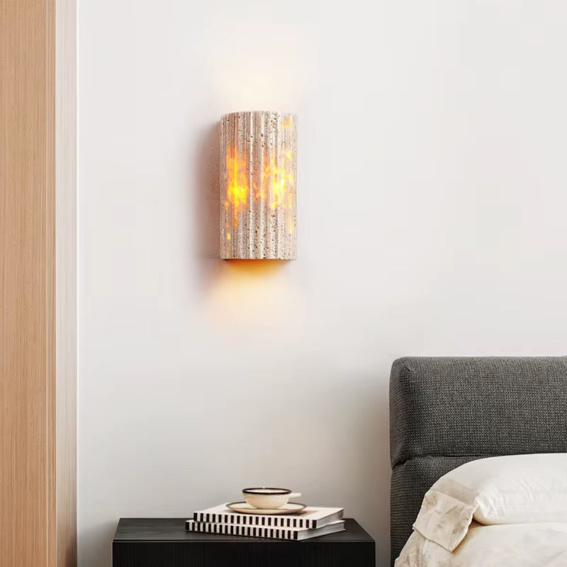 Modern Beige Textured Cylindrical Wall Sconce