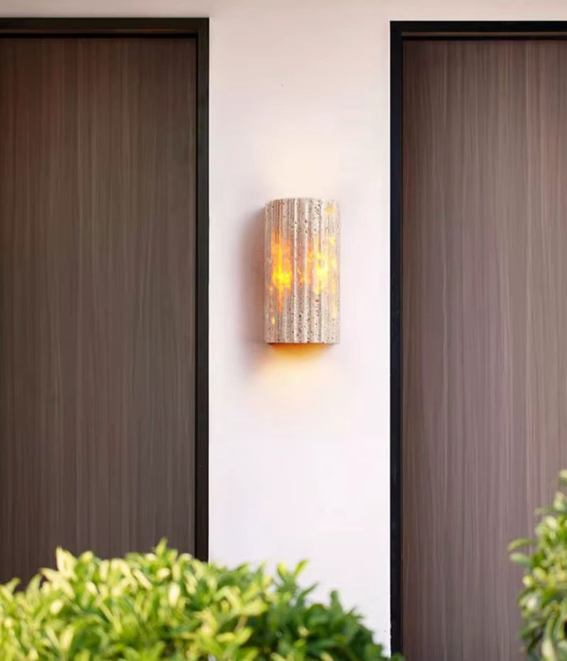 Modern Beige Textured Cylindrical Wall Sconce