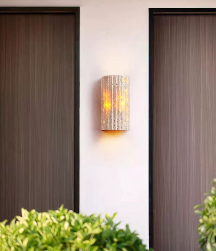 Modern Beige Textured Cylindrical Wall Sconce