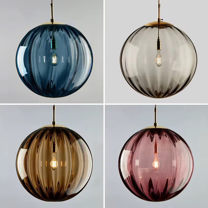 Ribbed Glass Globe Pendant