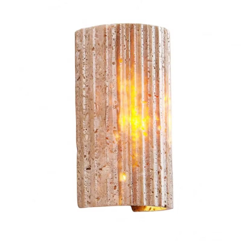 Modern Beige Textured Cylindrical Wall Sconce