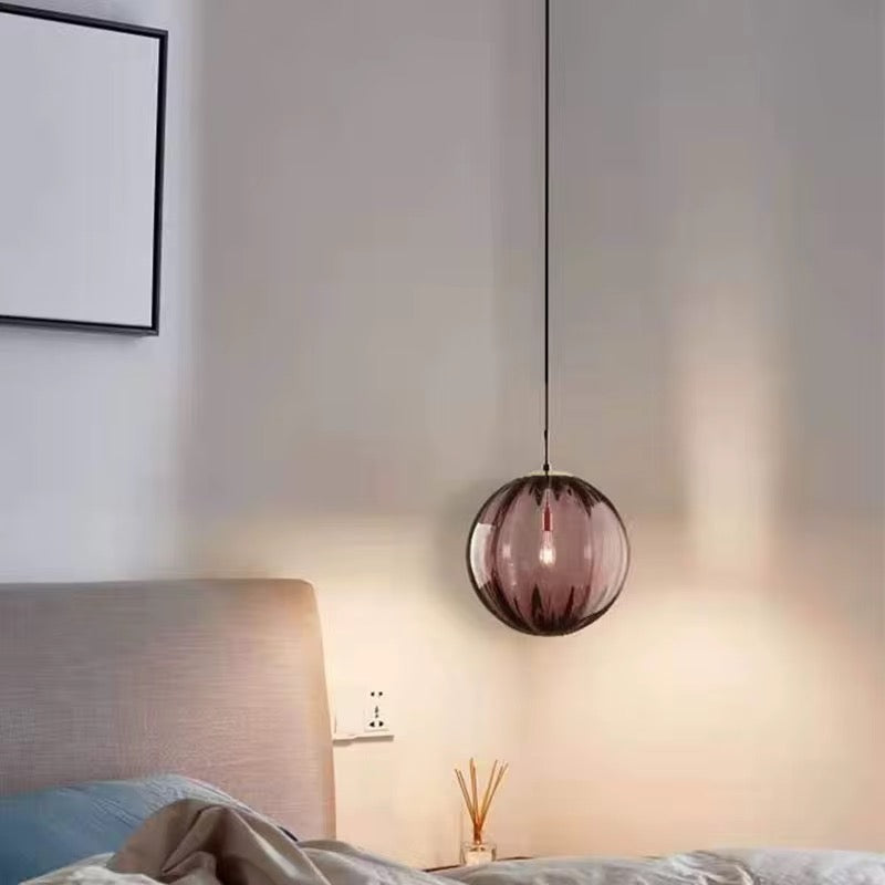Ribbed Glass Globe Pendant