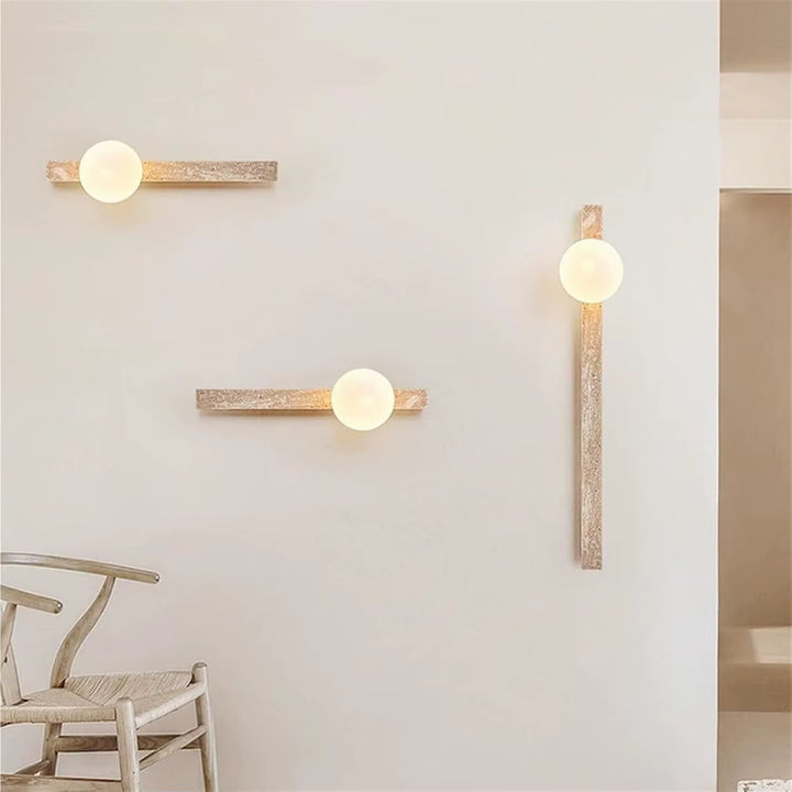 Modern Beige Travertine Globe Wall Sconce