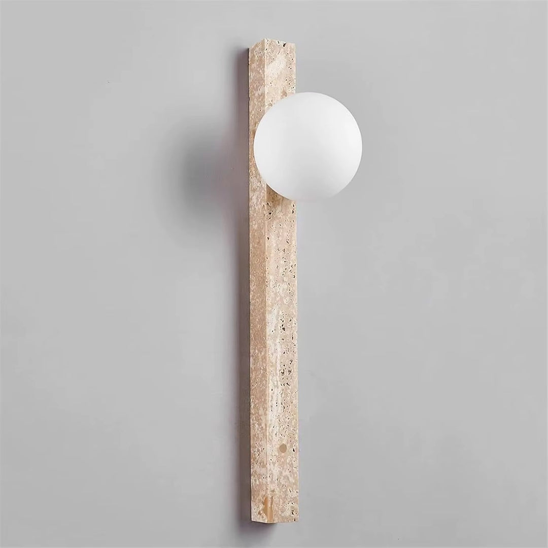 Modern Beige Travertine Globe Wall Sconce