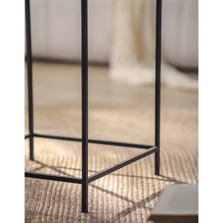 Set of 2 Glass Top Industrial Side Tables