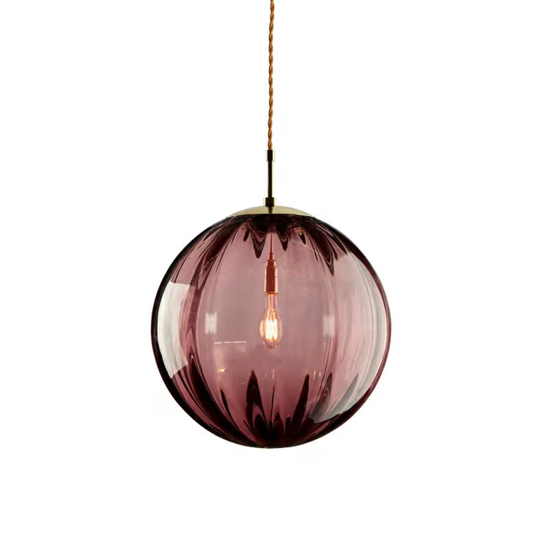 Ribbed Glass Globe Pendant