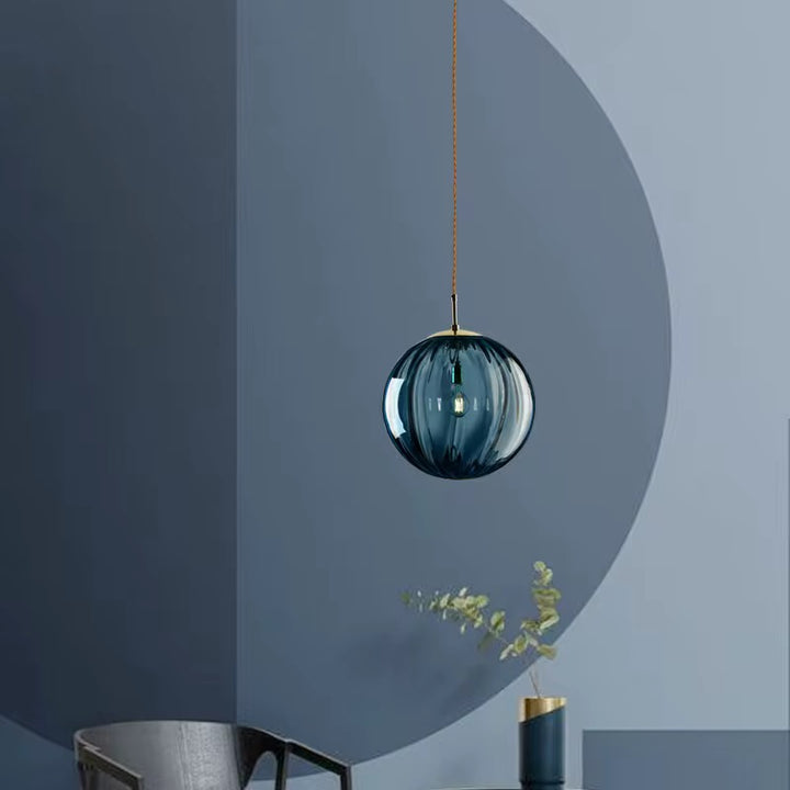 Ribbed Glass Globe Pendant