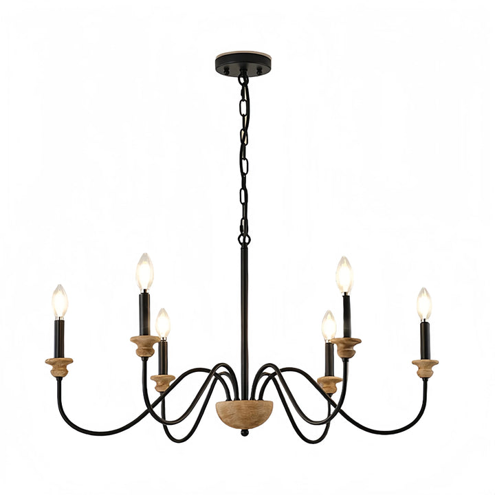 Rustic Black and Wood Chandelier