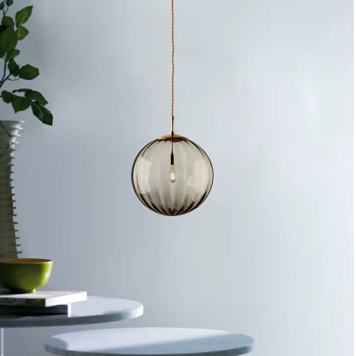 Ribbed Glass Globe Pendant