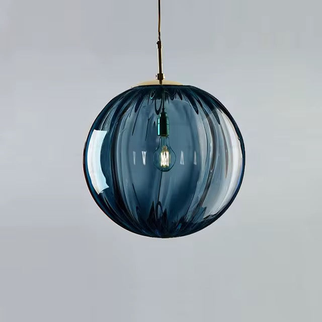 Ribbed Glass Globe Pendant