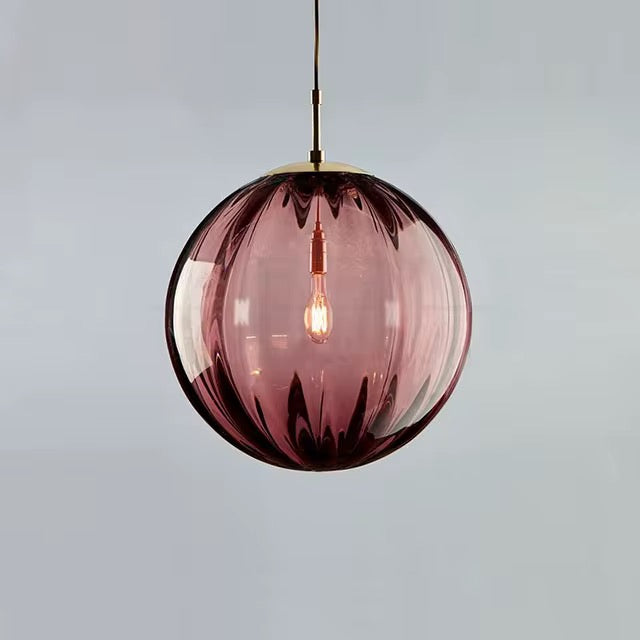 Ribbed Glass Globe Pendant