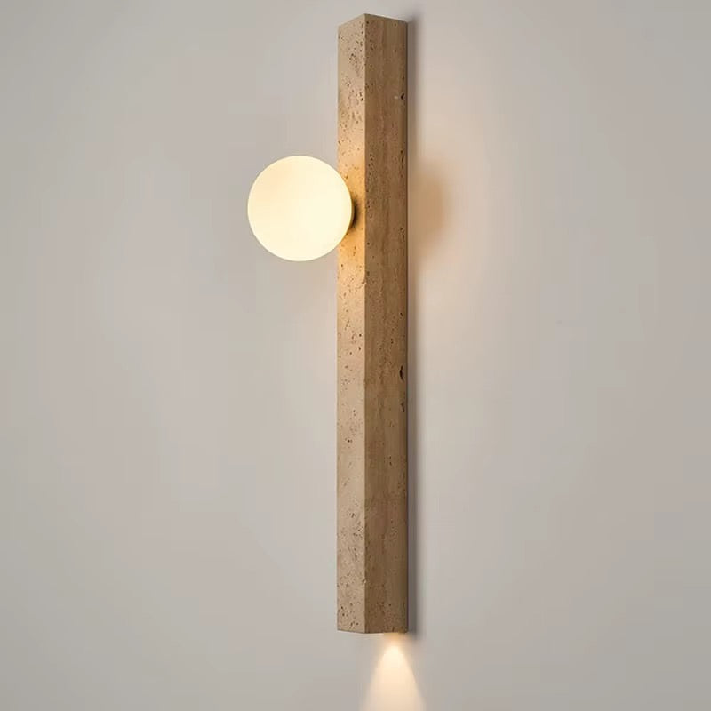 Modern Beige Travertine Globe Wall Sconce