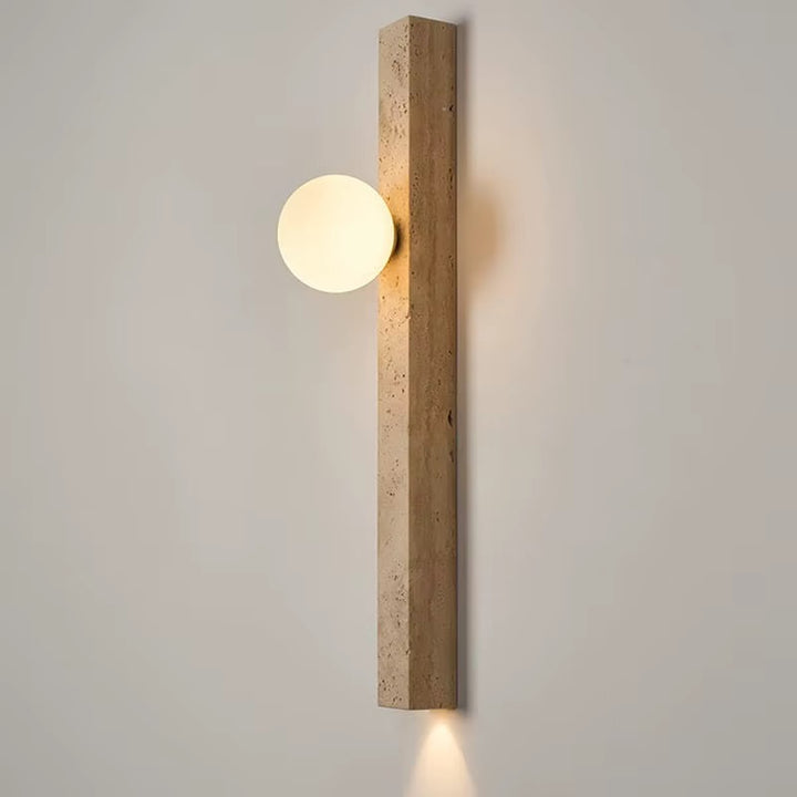 Modern Beige Travertine Globe Wall Sconce