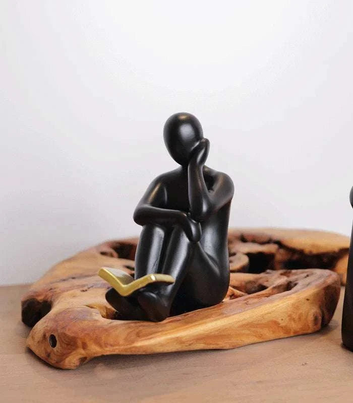 Modern Abstract Thinking Man Sculpture set of 2