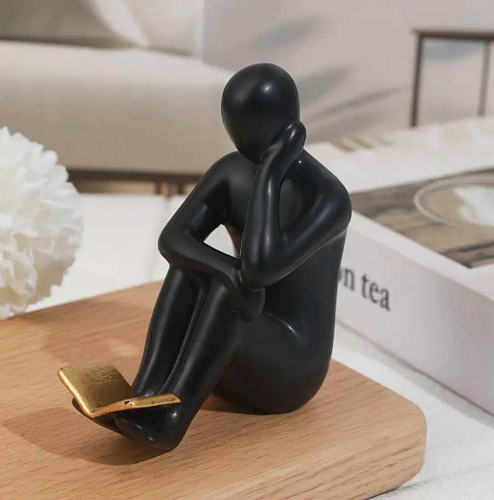 Modern Abstract Thinking Man Sculpture set of 2