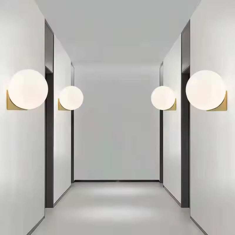 Modern Brass or Black Globe Wall Light