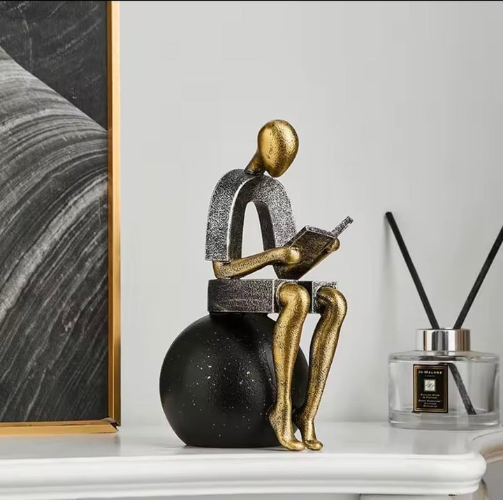 Modern Thinker Reading Figurine