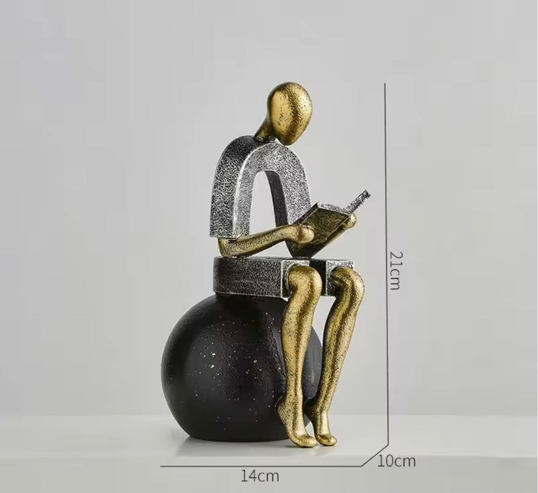 Modern Thinker Reading Figurine