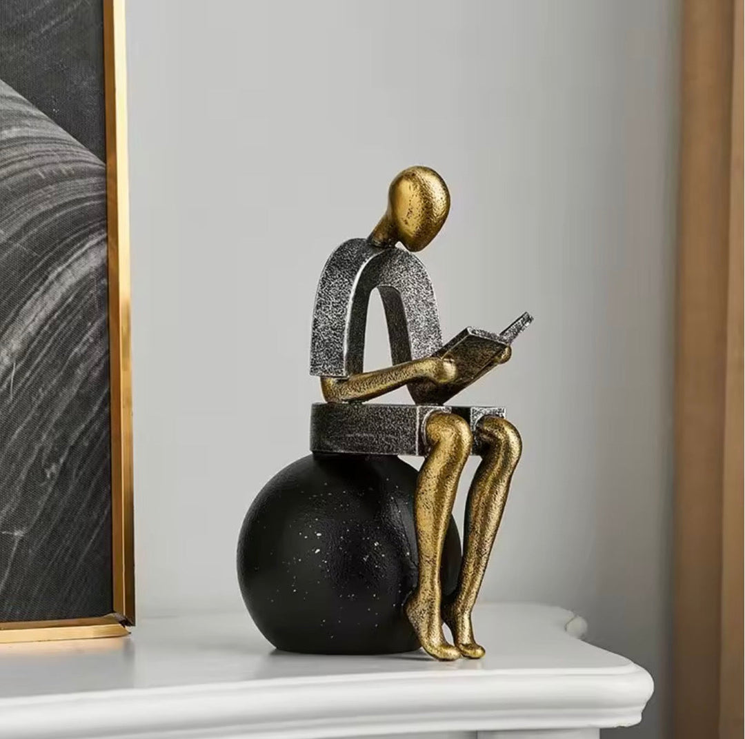 Modern Thinker Reading Figurine