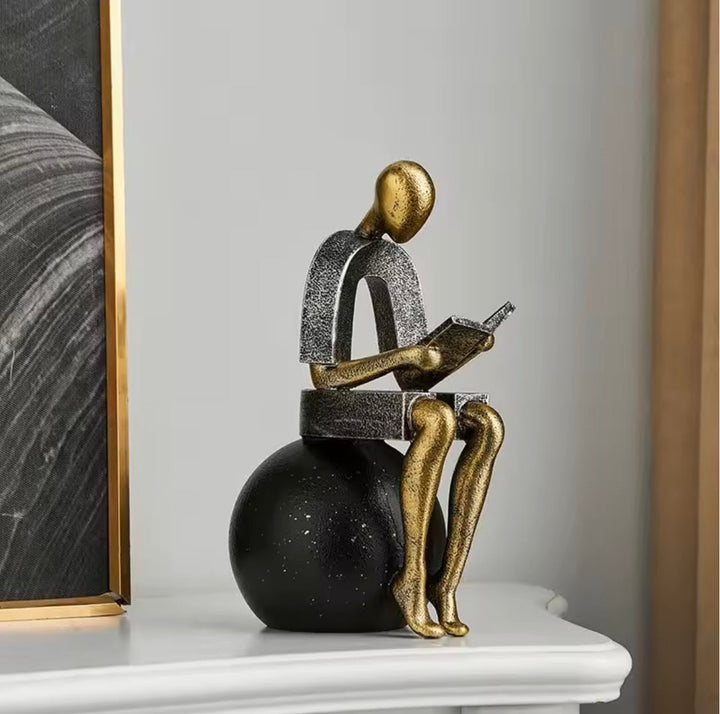 Modern Thinker Reading Figurine