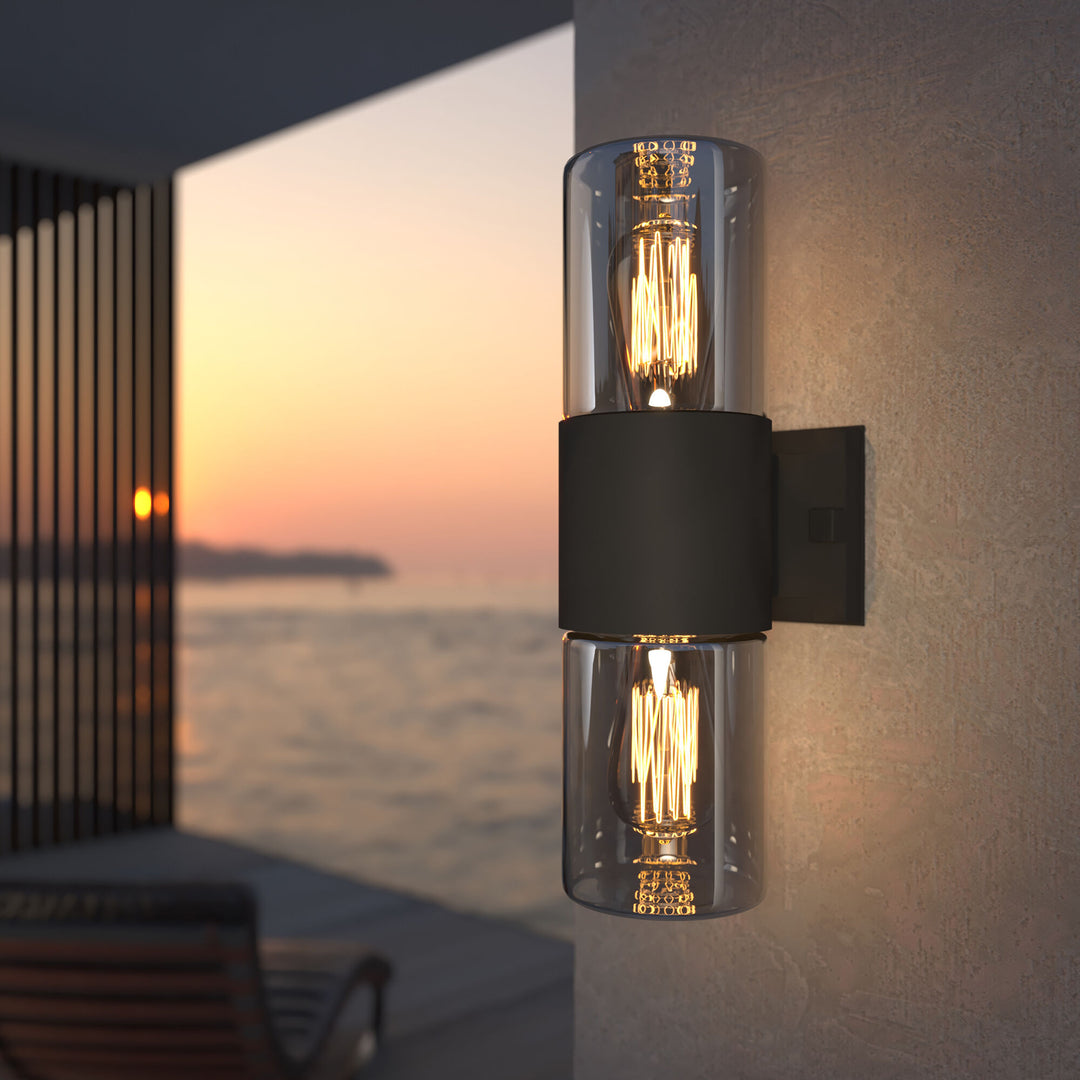 Dual Smoked Glass Wall Light