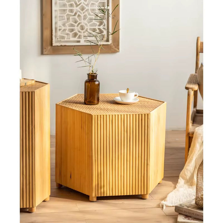 Hexagonal Bamboo Side Table