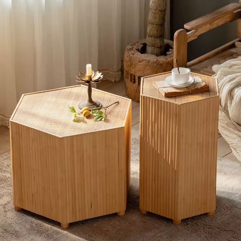 Hexagonal Bamboo Side Table