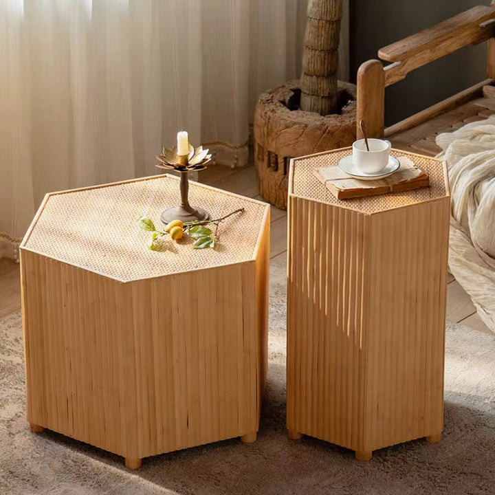 Hexagonal Bamboo Side Table