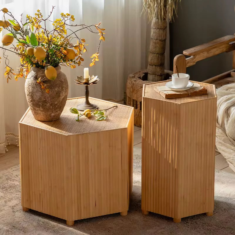Hexagonal Bamboo Side Table