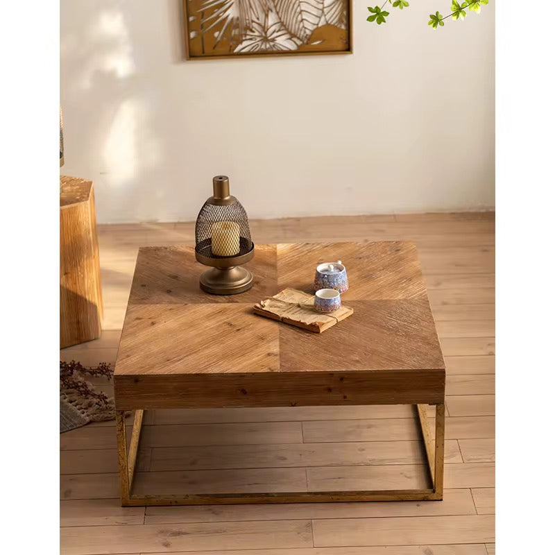 Square Wood & Metal Modern Coffee Table