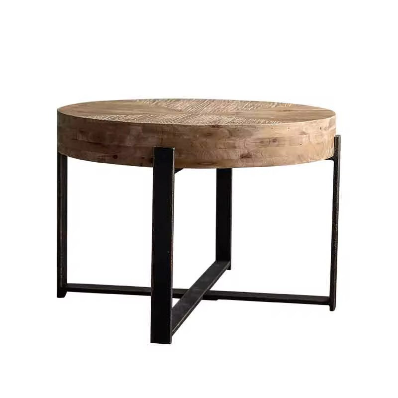 Round Wood & Metal Coffee Table