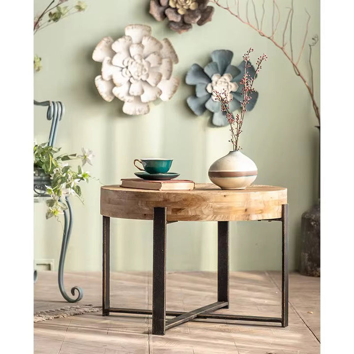 Round Wood & Metal Coffee Table