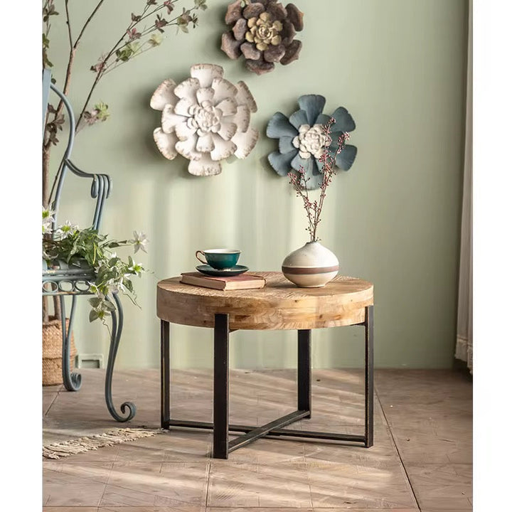 Round Wood & Metal Coffee Table