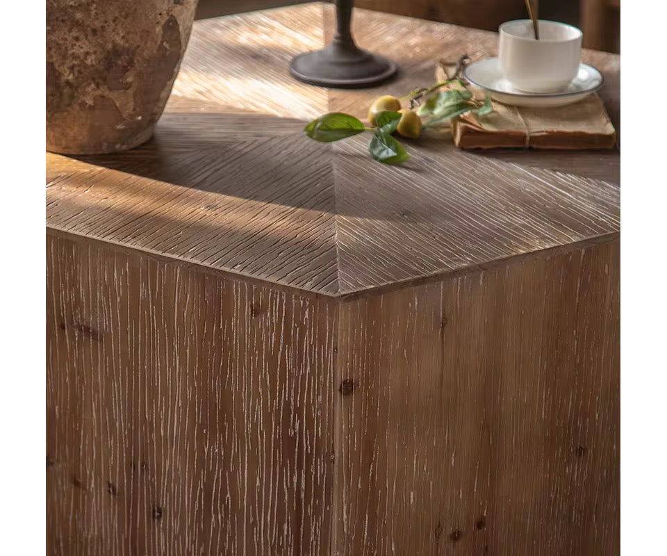 Octagon Rustic Wood Coffee Table