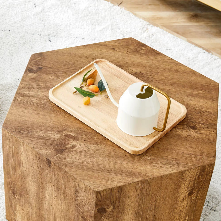 Octagon Rustic Wood Coffee Table