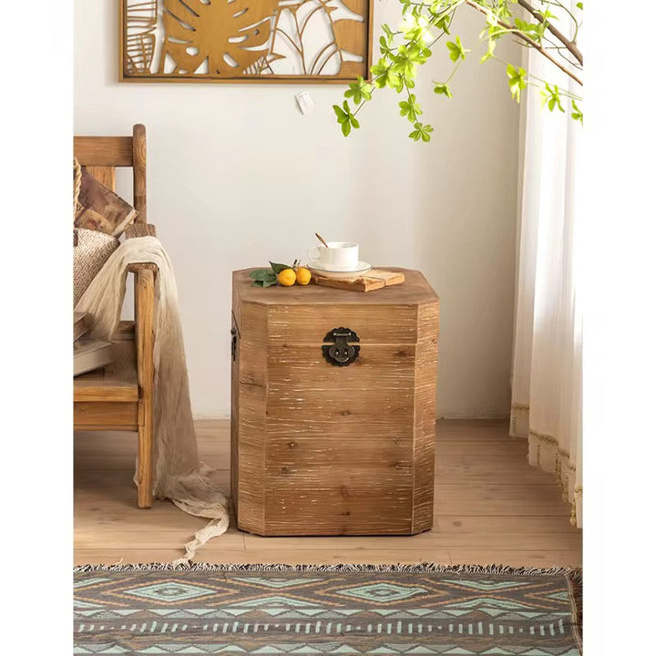 Rustic Wooden Storage Side Table