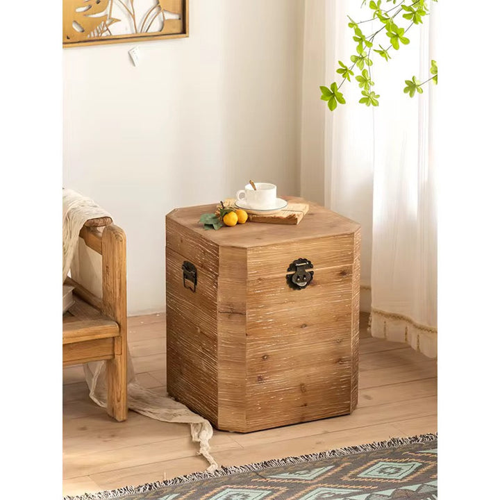 Rustic Wooden Storage Side Table
