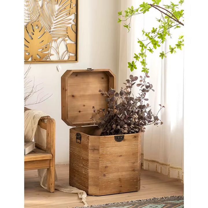 Rustic Wooden Storage Side Table
