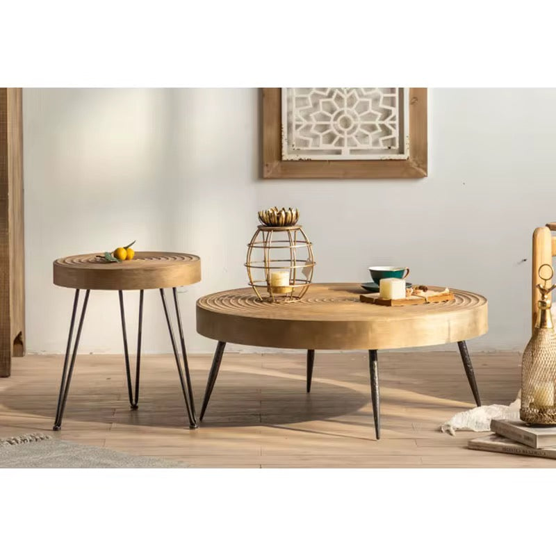 Round Wood & Metal Coffee Tables