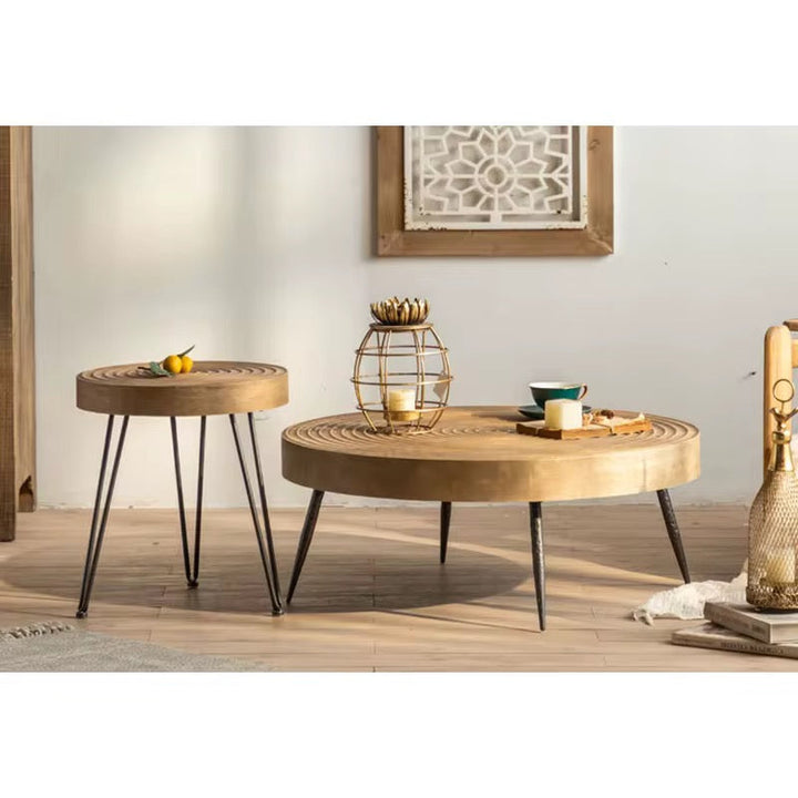 Round Wood & Metal Coffee Tables