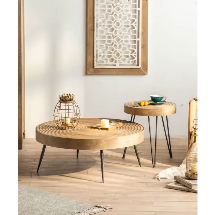 Round Wood & Metal Coffee Tables