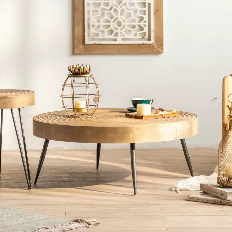 Round Wood & Metal Coffee Tables