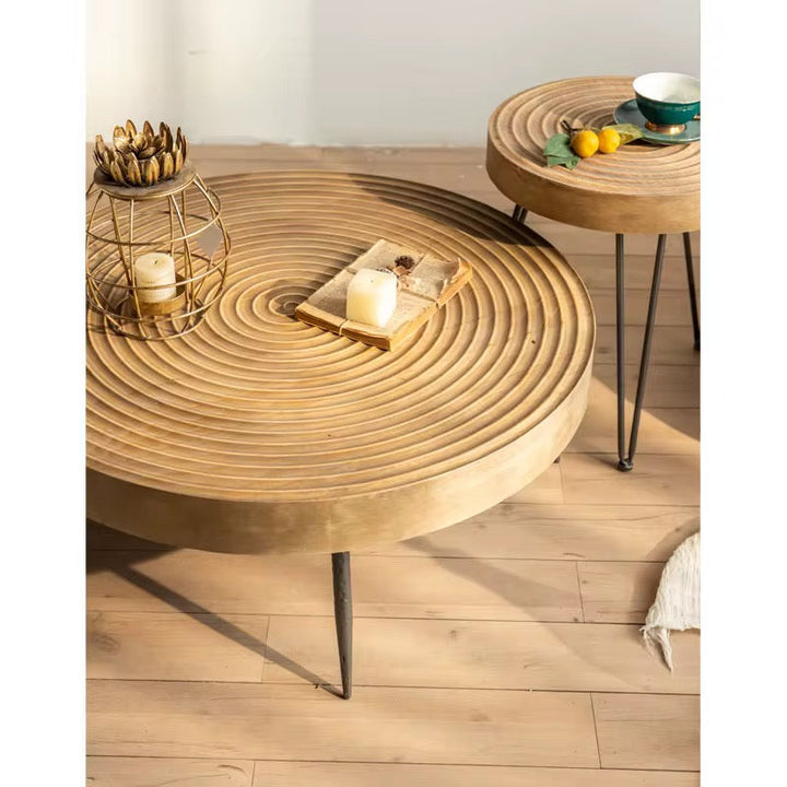 Round Wood & Metal Coffee Tables