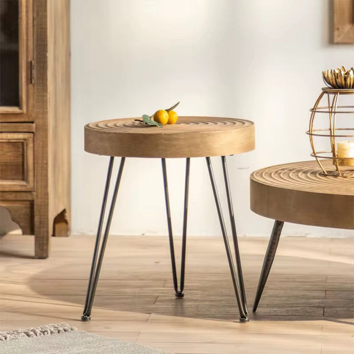 Round Wood & Metal Coffee Tables